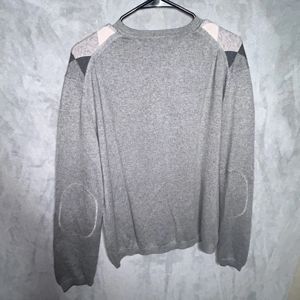 Banana Republic Silk Cotton Cashmere Sweater Mens Large Pink Argyle Preppy